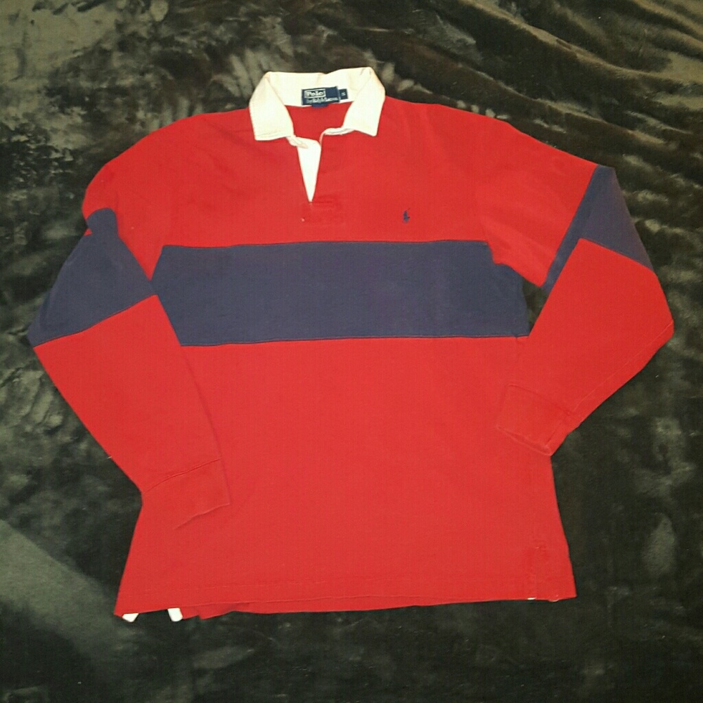 Vintage single stripe polo longsleeve size S